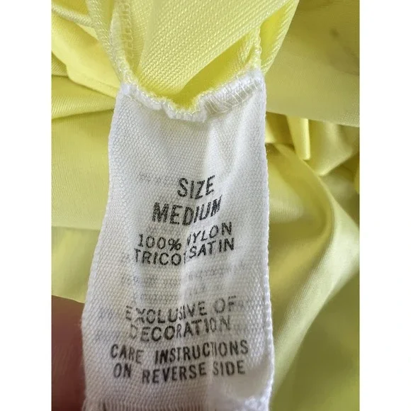 Vintage Maxi‎ Nightgown Women's Yelllow Sz Médium Nylon Y2K Hem Ruffle Made USA